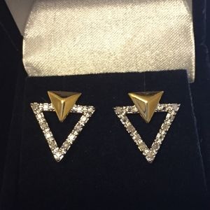 💎 GENUINE DIAMONDS with 18K GOLD/SILVER EARRINGS